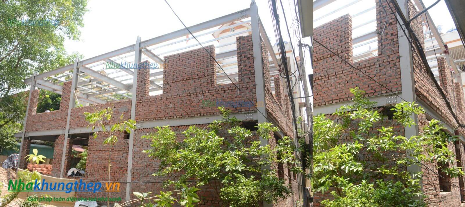 xây tường nhà khung thép