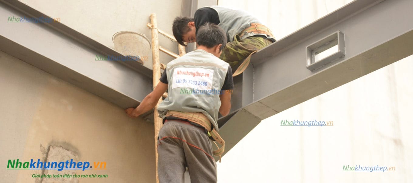 Lắp đặt phần khung nhà khung thép Hưng Yên