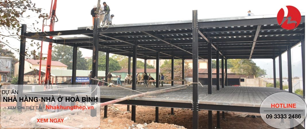 Thi công khung nhà thép tiền chế - Khối nhà hàng 01