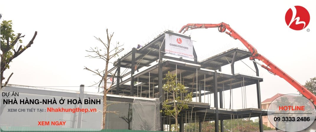 Thi công khung nhà thép tiền chế - Khối nhà hàng 05