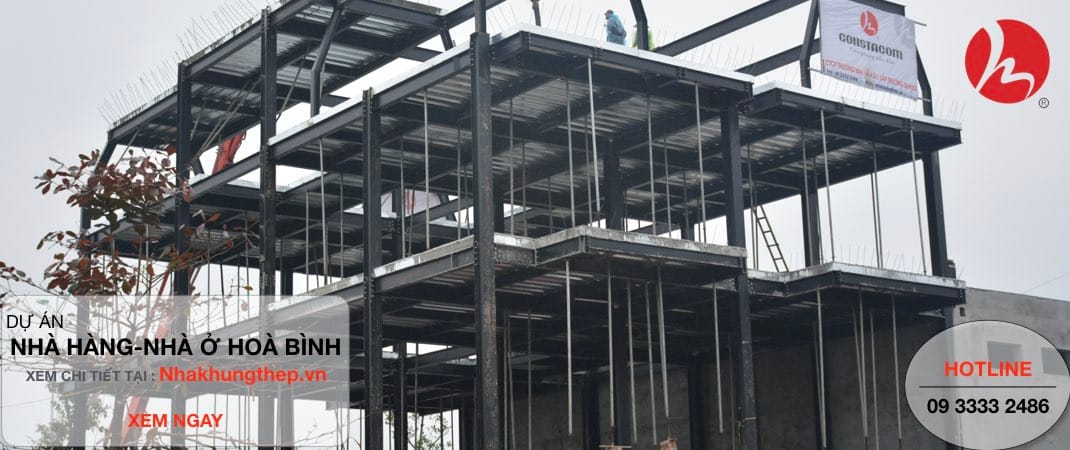 Thi công khung nhà thép tiền chế - Khối nhà hàng 06