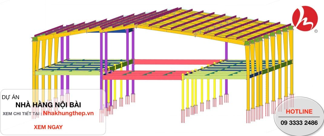 thiết kế nhà khung thép nhà hàng Hải Yến 20 02