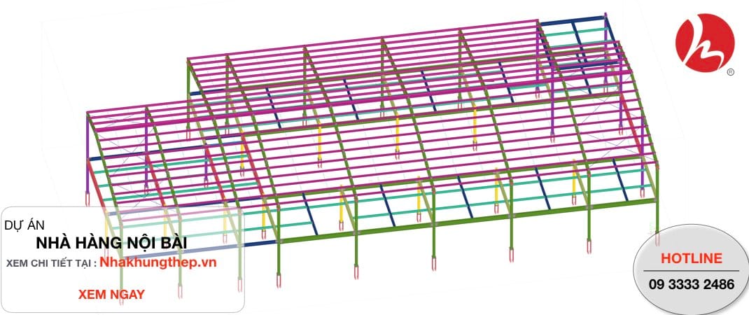 thiết kế nhà khung thép nhà hàng Hải Yến 20 01