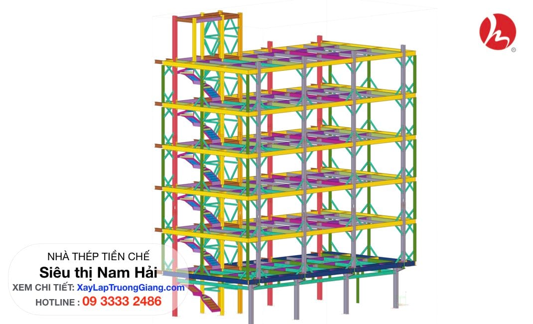 Nhà khung thép - Thiết kế siêu thị Nam Hải