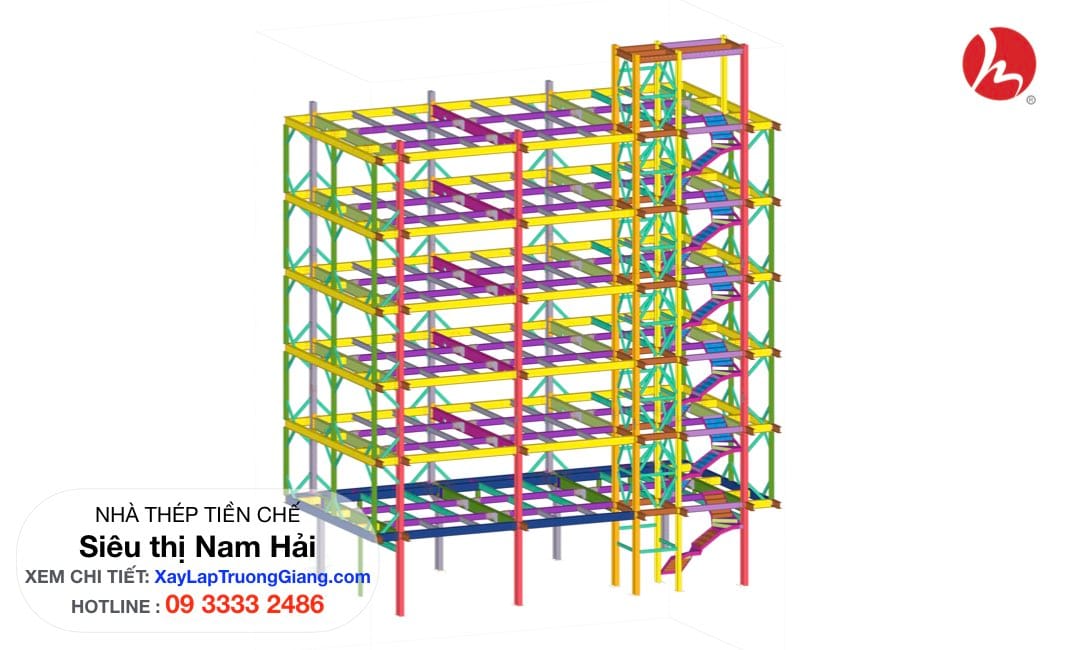 Nhà khung thép - Thiết kế siêu thị Nam Hải