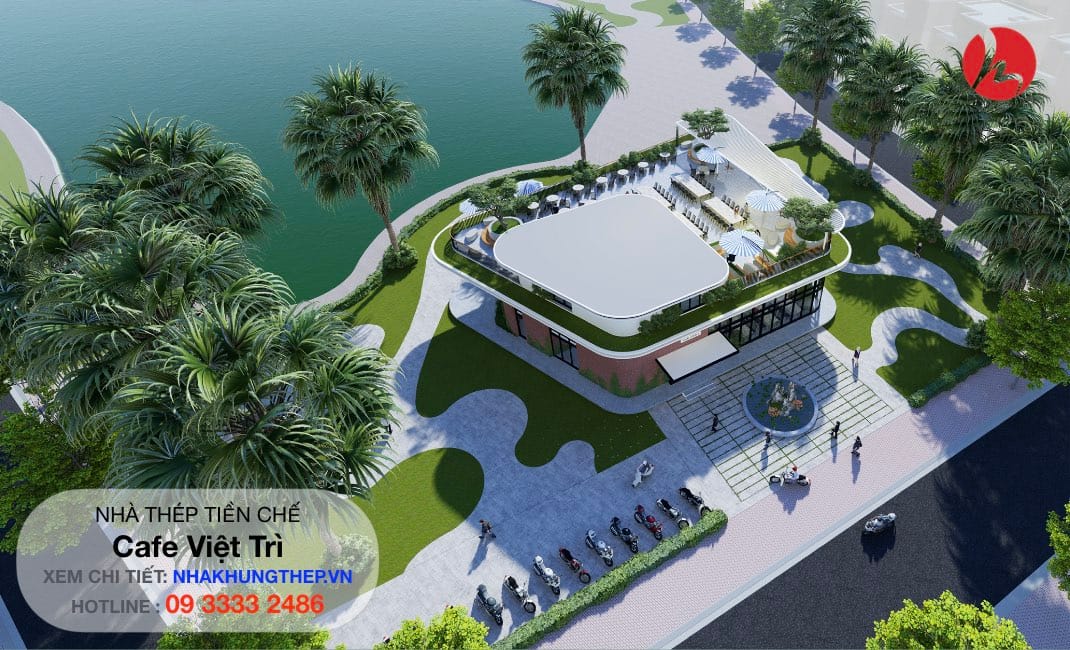 phối cảnh cafe nhà khung thép