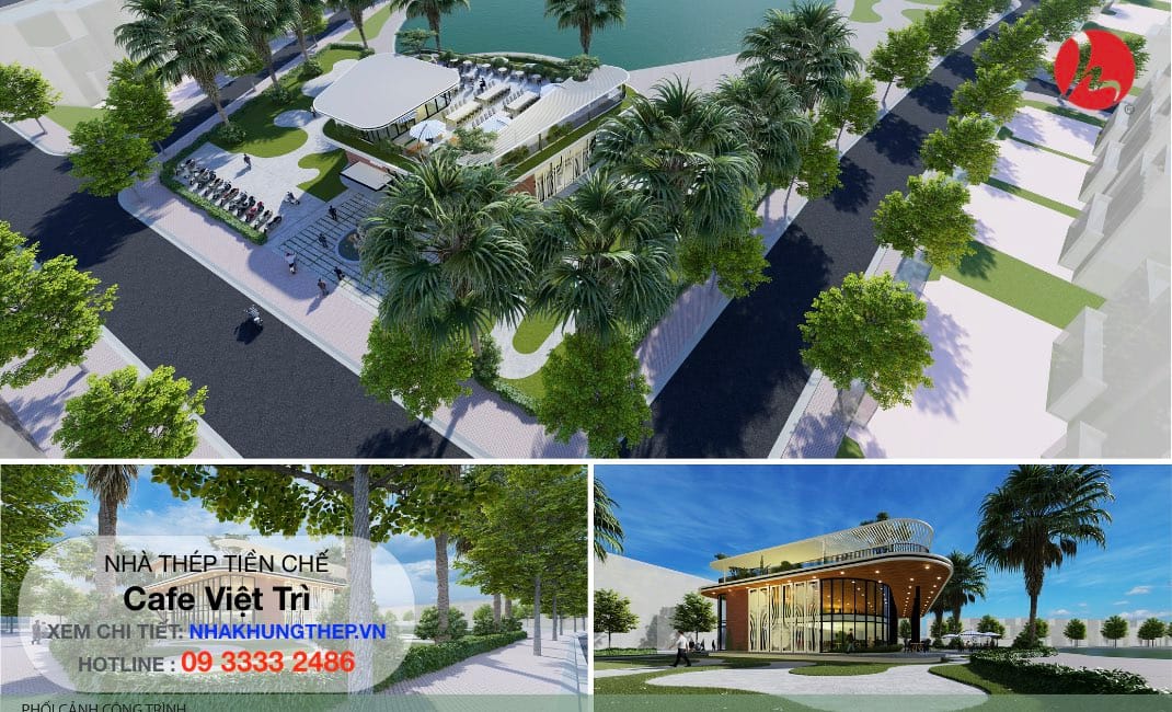 phối cảnh cafe nhà khung thép