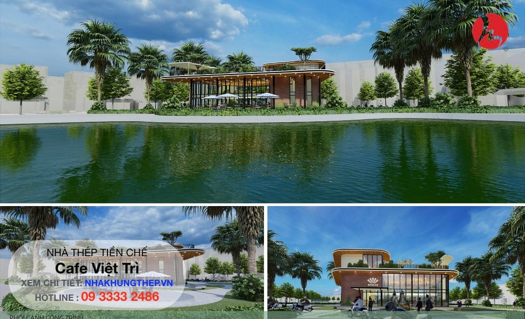 phối cảnh cafe nhà khung thép