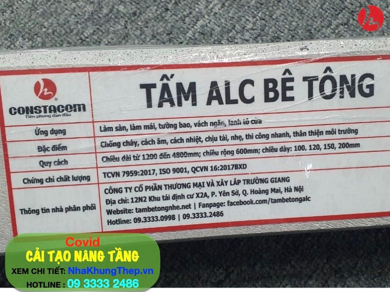 Tấm bê tông khí ALC