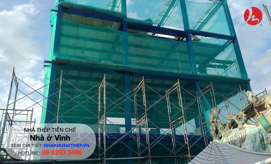 Nhà khung thép sàn tấm bê tông alc