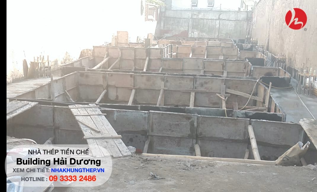 Thi công bê tông móng nhà khung thép Hải Dương