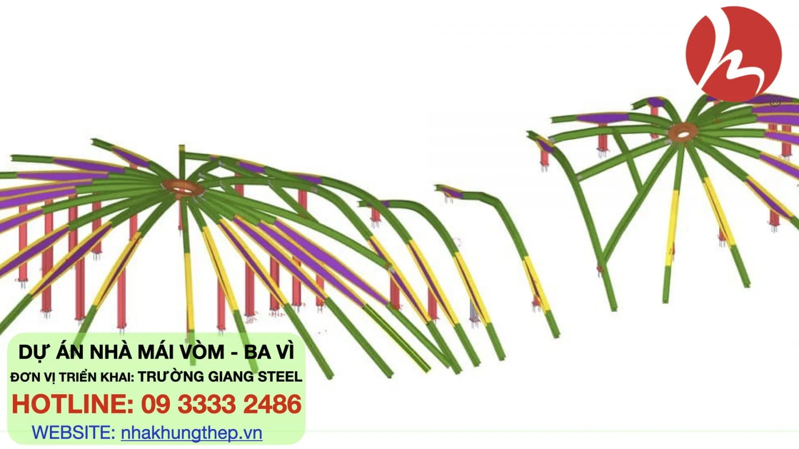 Phối cảnh 3D hệ khung kết cấu cho dự án