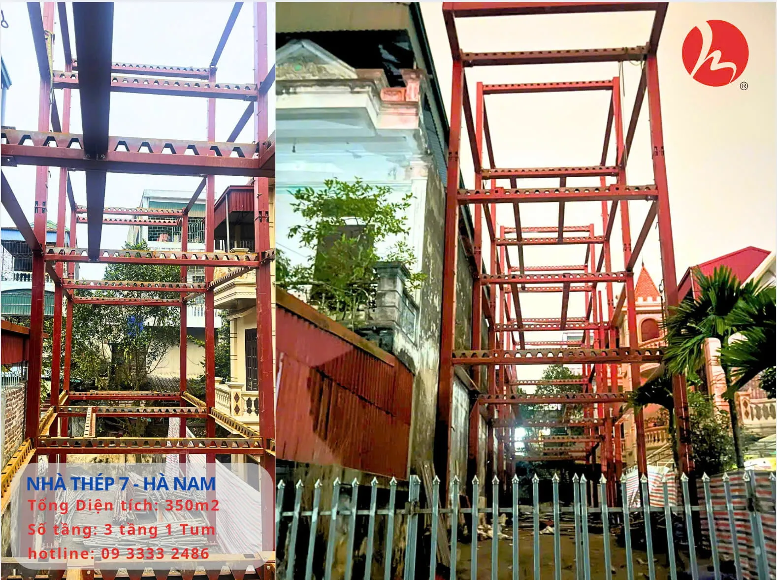 Hình ảnh thực tế được chụp quá trình lắp dựng hệ kết cấu khung nhà thép 7 tại dự án Hà Nam