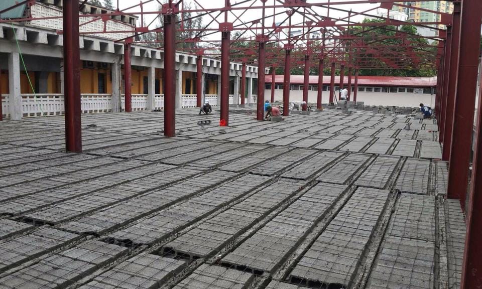 Mặt bằng sàn lắp ghép Xuân mai trước khi đổ bê tông sàn