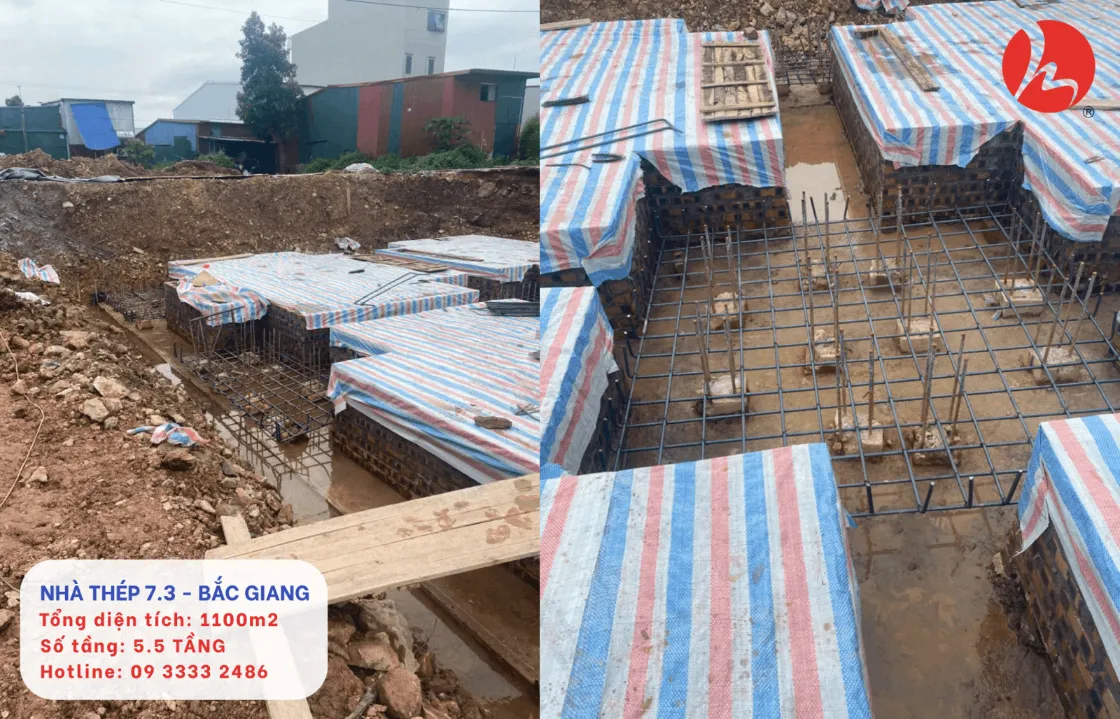 Chi tiết phần móng cọc nhồi sau khi hoàn thiện lồng thép và cốp pha