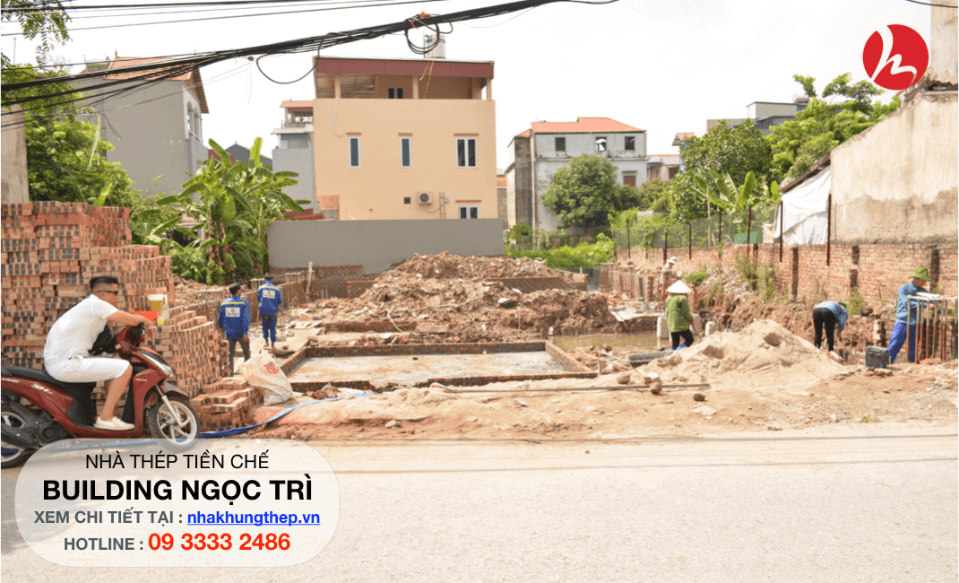Thi công móng nhà thép tiền chế Ngọc Trì