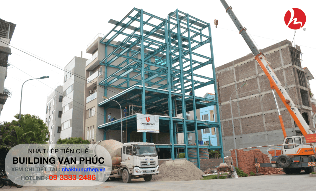 Nhà khung thép tiền chế làm building