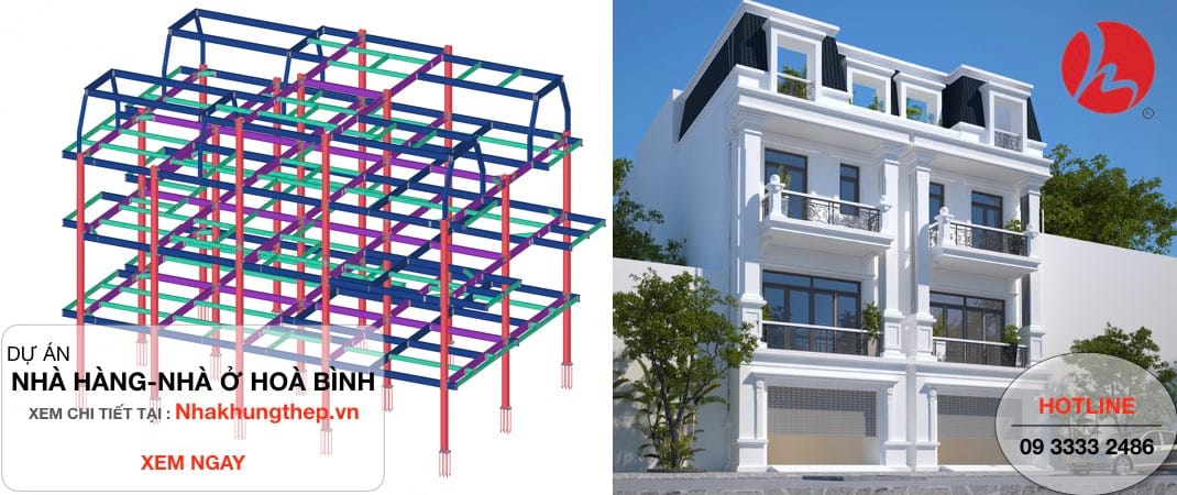 Nhà khung thép làm nhà ở, nhà hàng