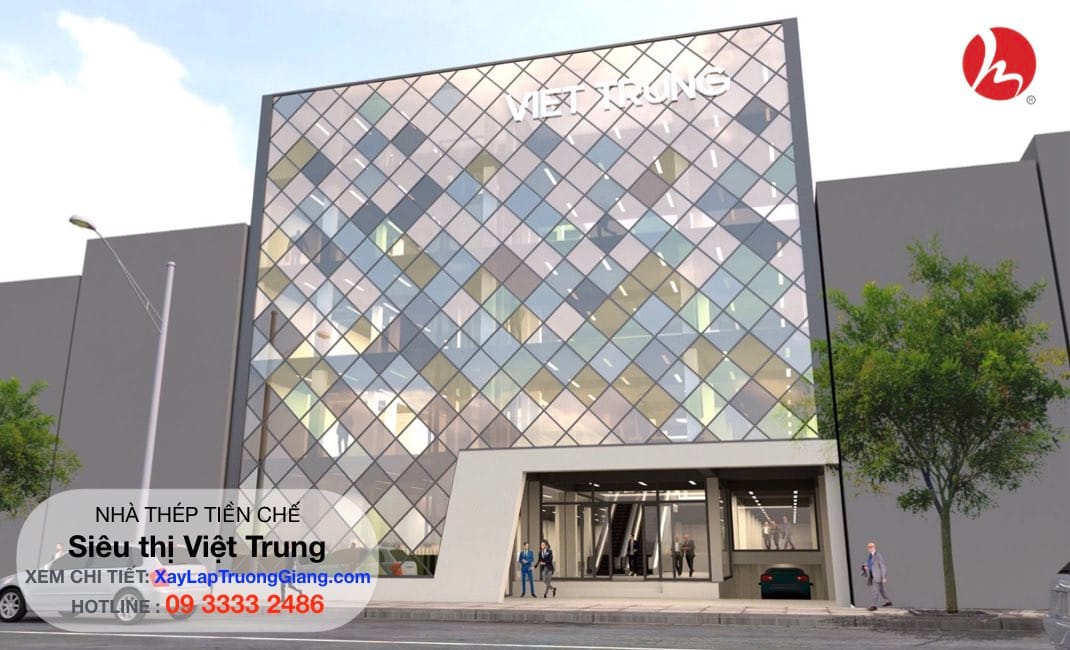 Nhà khung thép làm siêu thị