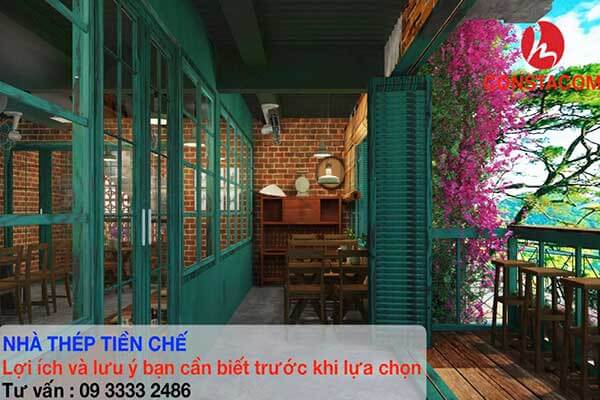 Quán Cafe bằng khung thép tiền chế giá rẻ