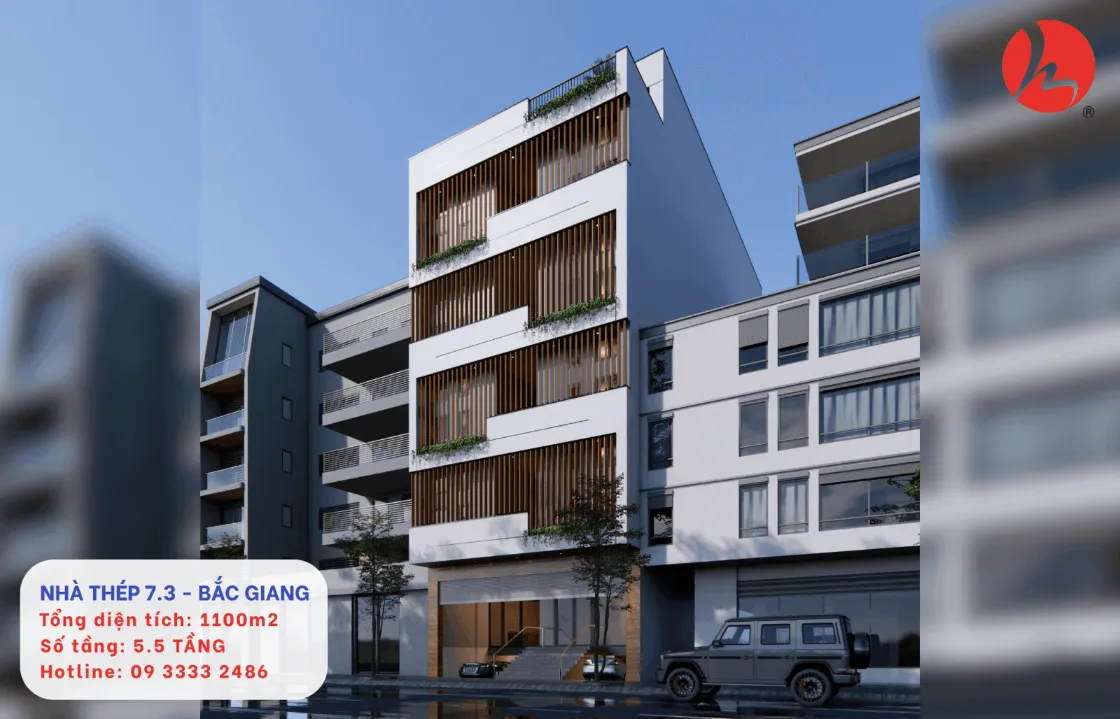 Phối cảnh nhà lắp ghép đẹp 5.5 tầng dưới dạng 3D