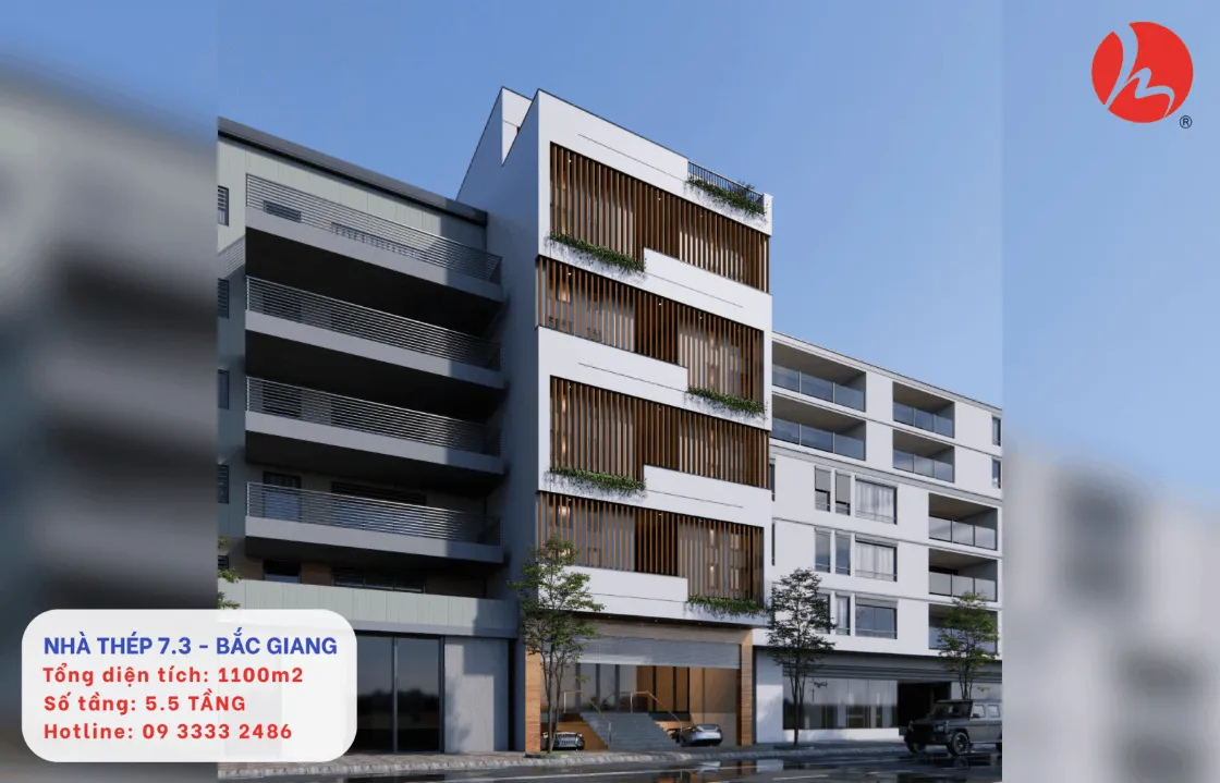 Phối cảnh nhà lắp ghép đẹp 5.5 tầng dưới dạng 3D