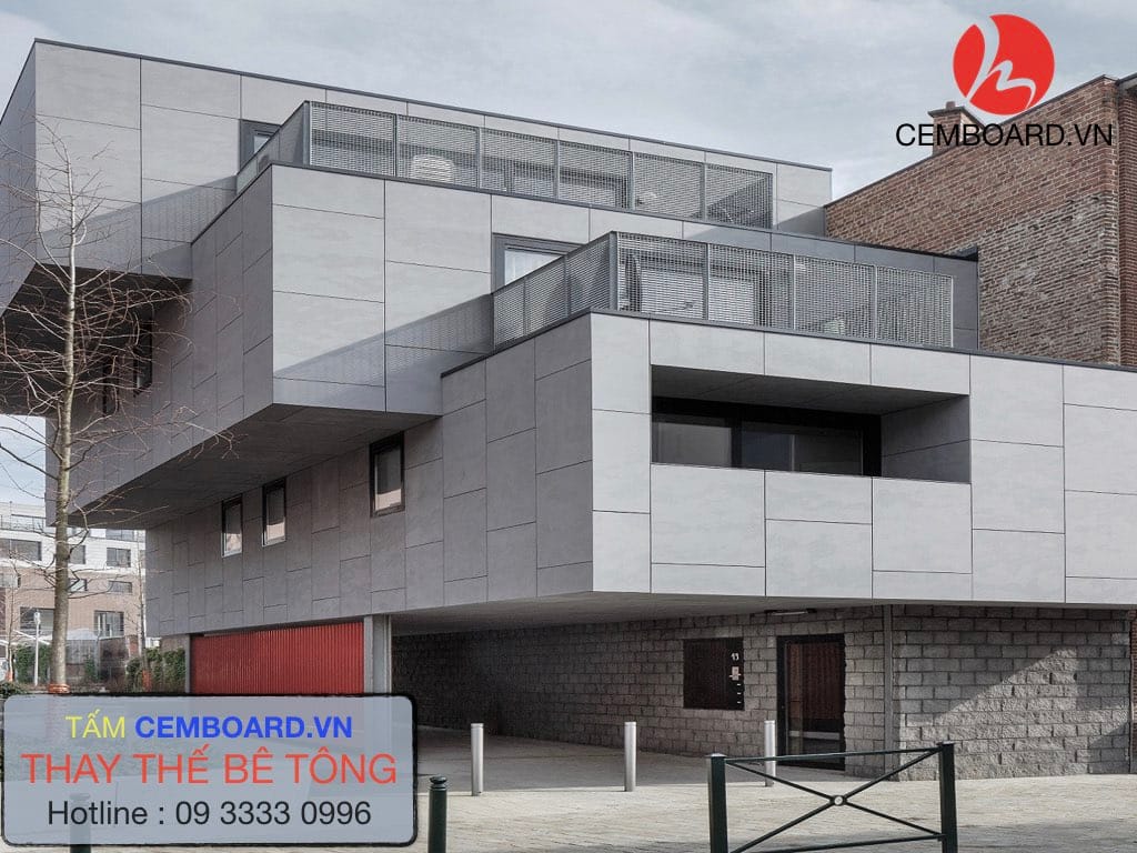 Thay thế tường nhà khung thép bằng tấm bê tông cemboard