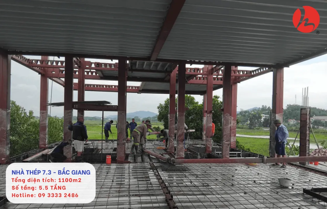 Toàn cảnh công trình trong quá trình đổ bê tông sàn