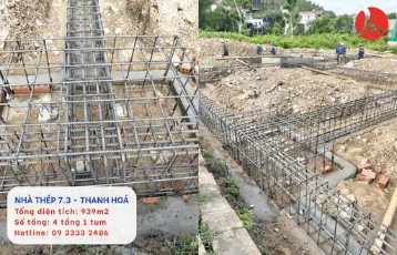 Hình ảnh thi công nền móng băng dự án Nhà Thép 7.3