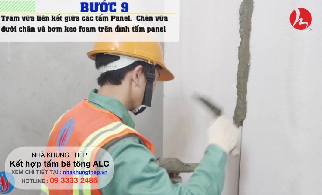 thi-cong-tam-alc-005 thi công tấm ALC vào nhà khung thép 05