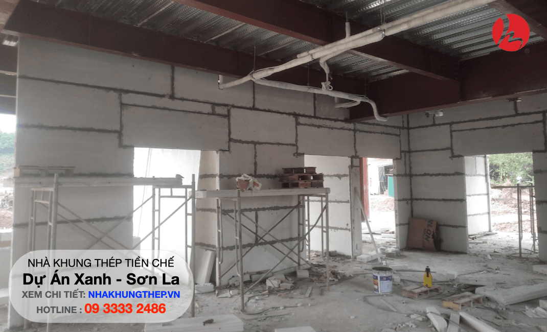 Tường ALC làm nhà khung thép