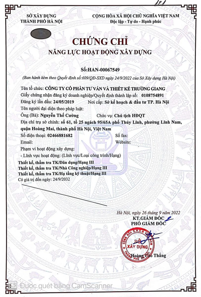 chứng chỉ hành nghề thiết kế nhà khung thép