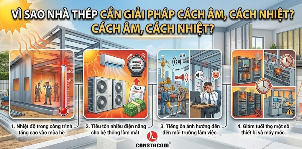 Vì sao nhà thép cần giải pháp cách âm, cách nhiệt?